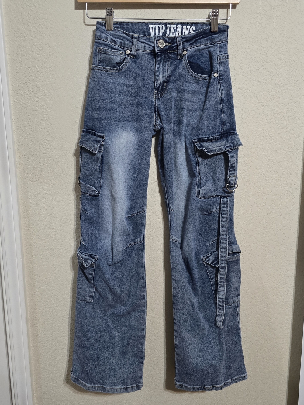VIP Jeans Women's Blue Cargo Wide-Leg Jeans